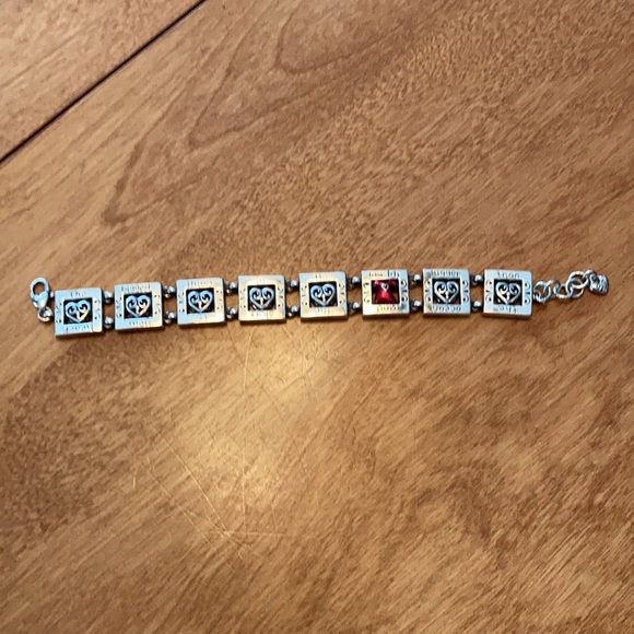 EUC ❤️❤️ Brighton Go Red for Women bracelet. Small silver tiles, ea w/a heart. - Picture 2 of 11